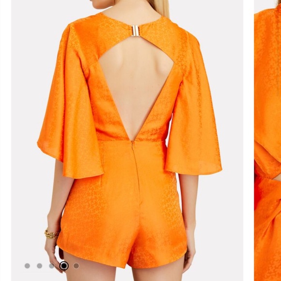 Significant Other Isabel Orange Floral Jacquard Cut-Out Romper - Picture 5 of 5